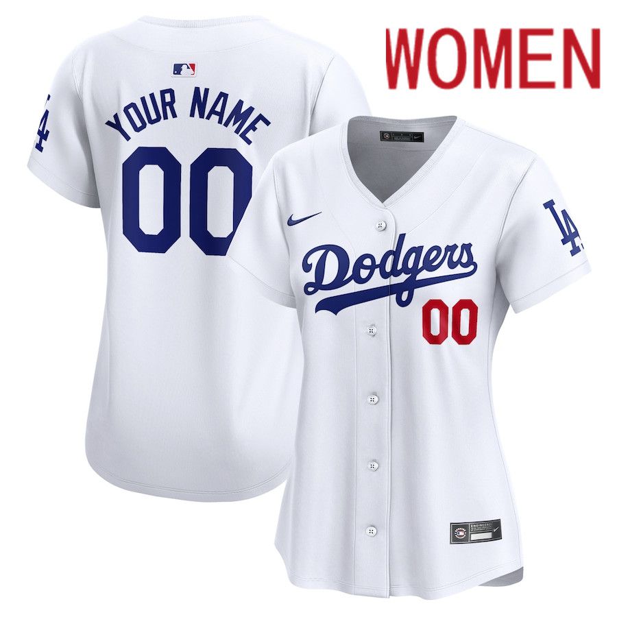 Women Los Angeles Dodgers Nike White Home Limited Custom MLB Jersey